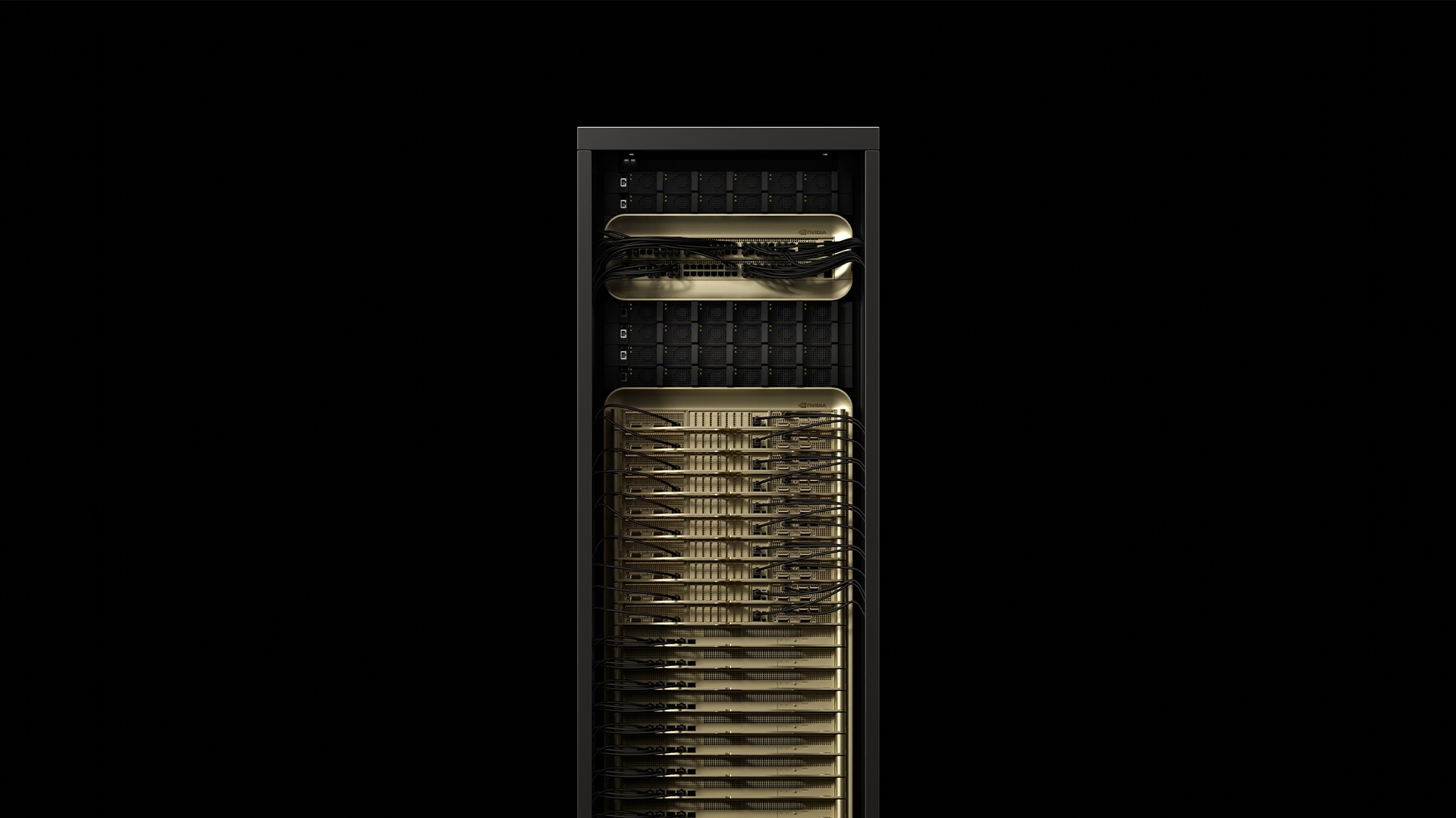 Cabinet de serveurs Nvidia Blackwell utilisés pour l’intelligence artificielle, dont le coût unitaire peut atteindre trois millions de dollars.